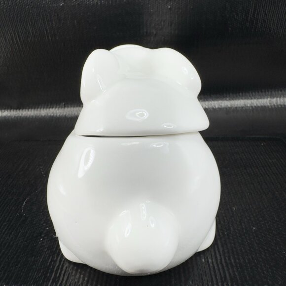 Global Designs Connections White Ceramic Bunny Rabbit Canister Jar Container Lid - Picture 7 of 9